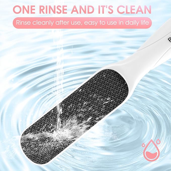Pedicure Brush, File Callus Remover Dead Skin Nano Glass Remover for Feet with Soft Brush, Professional Pedicure Tool for Home Foot Care - White