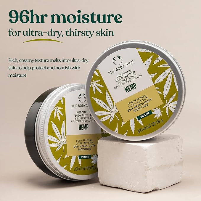 The Body Shop Hemp Body Moisturizer – Nourishing & Moisturizing Skincare for Ultra Dry Skin – Vegan – 6.7 oz