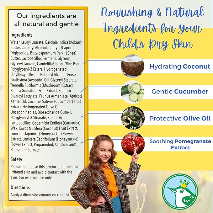 Kids Lotion - Daily Use Gentle Moisturizer - Plant Based, Moisturizing & Non-Toxic Soothing Lotion for Kids - Dermatologist Tested - Gentle, Mild, Hypoallergenic, Fragrance Free