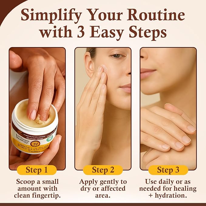 Sweet Bee Magic All In One Healing Organic Balm - Natural Skin Healing Cream, Beeswax Balm for Dry Skin, Face & Body Moisturizer - Certified Organic, All Natural Aid- 3 Jars (4oz Each, 12oz Total)