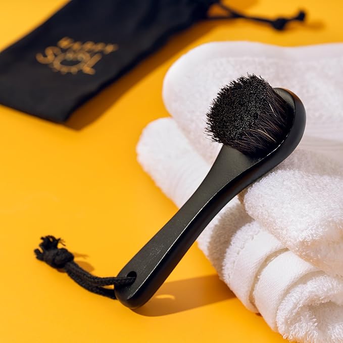 Dry Facial Brush for Lymphatic Drainage by Happy Sol - Dry Brushing Face Brush, High Quality Beechwood, Natural Face Brush That Improve Blood Circulation and Glowing Skin