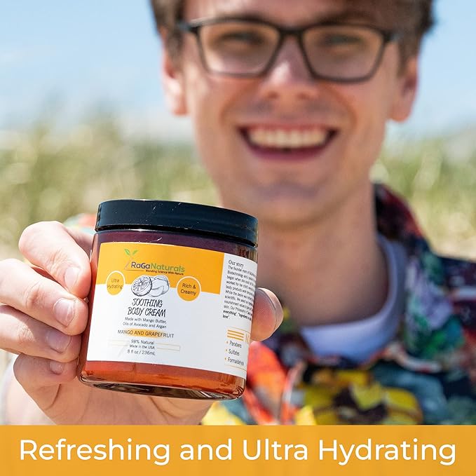 RaGaNaturals Tropical Body Lotion 16fl oz and Body Cream 8fl oz, Ultra Hydrating Moisturizer for Women, Men, Babies and Kids.