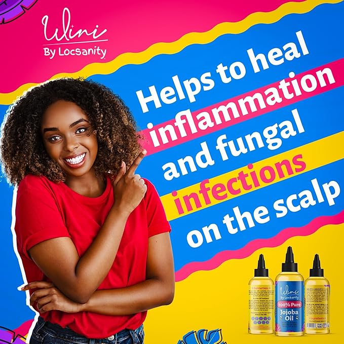 Locsanity Wini Pure 100% Jojoba Oil Organic Cold Pressed Unrefined Non-GMO - 4 fl oz: Moisturizing Face & Hair Oil for Growth, Skin Care, Strengthening & Nourishing