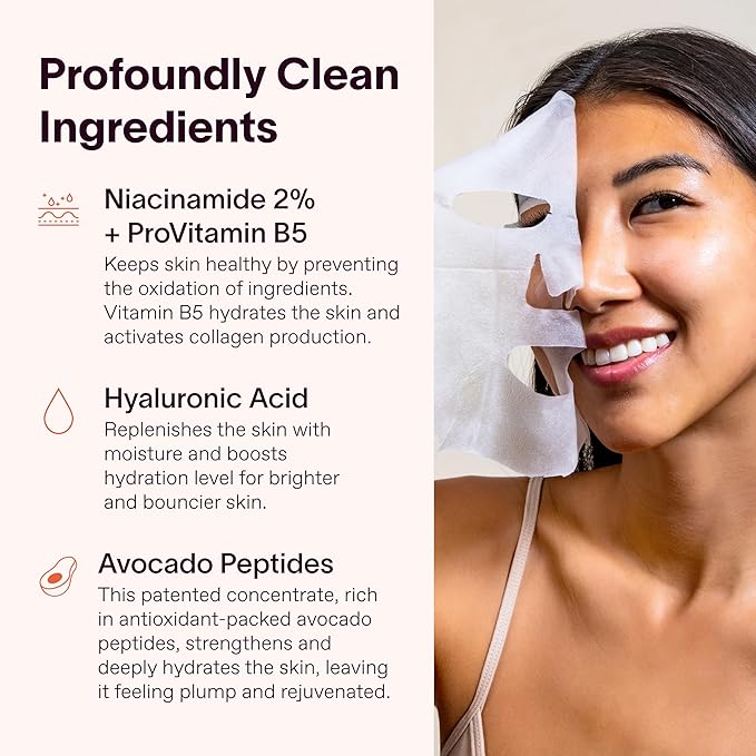 Solawave Hydrating Sheet Mask, Anti Aging Face Mask with Niacinamide, Hydrating Face Mask with Hyaluronic Acid, Moisturizing Face Masks (5 Pack)