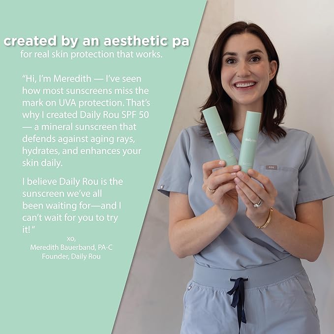 DailyRou Daily Mineral Skincare – Hydrating & Brightening Face Sunscreen for Men & Women – Lightweight, Non-Greasy Formula for Healthy, Smooth, Glowing Skin (Tinted)