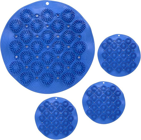 4-Pack Bath Scrubber Mat for Back Scrubbing and Foot Exfoliation - Dual-Use Shower Mats with Non-Slip Suction Cups - Soft, Durable, and Hygienic - Perfect for Full-Body Cleansing and Comfort