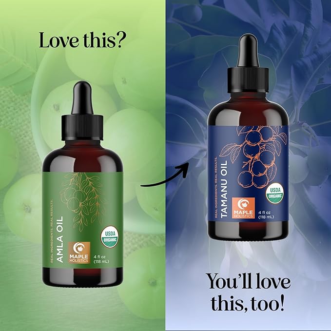 Organic Amla Oil for Hair - 100% Pure Amla Hair Oil for Volume Shine & Hydration - Cold-Pressed Extra Virgin Unrefined Non-GMO & USDA Organic for Nourishing Moisturizing Scalp Care (4 Fl Oz)