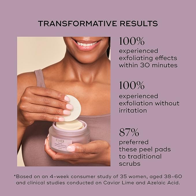 EVER Reveal Biomimetic Peel Pads - Exfoliating & Brightening Travel Pack, 10 Count – Azelaic Acid, Caviar Lime & LSR10 for Radiant, Smoother Skin