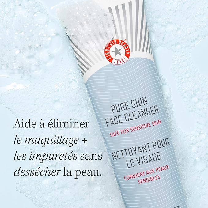 First Aid Beauty - Pure Skin Face Cleanser, Effectively Removes Makeup, Dirt, and Impurities, Gentle Cleanser Leaves Skin Soft & Supple, Safe for Sensitive Skin, Fragrance Free, 11 oz
