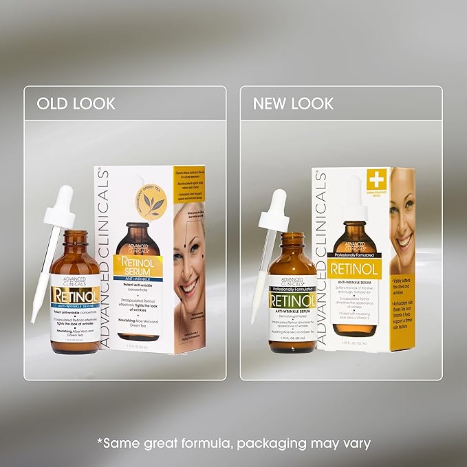 Advanced Clinicals Retinol Serum For Face | Visible Anti Aging Retinol Serum Skin Care Face Moisturizer With Vitamin E Helps Improve Look Of Wrinkles, Fine Lines, & Uneven Skin Tone, 2-Pack