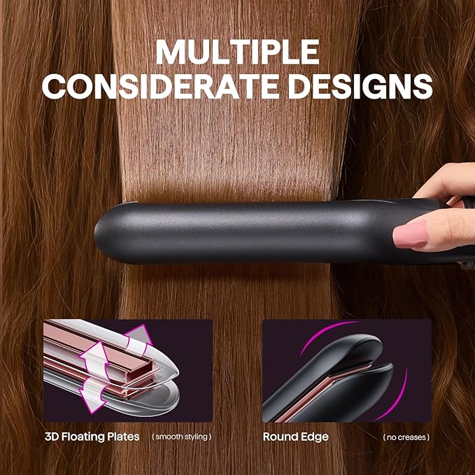 Wavytalk 3 in 1 Curling Wand Set, Multi Curl, Curling Iron Set with Heated Round Brush, Flat Iron Hair Straightener, 1 1/4 inch Curling Iron, Dual Voltage Hair Curler