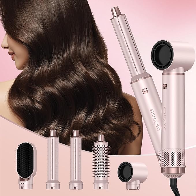 5 in 1 Hot Air Styler - Blow Dryer Brush & Air Curling Wrap Styler with Negative Ion Technology, Hair Dryer Brush for Drying, Curling, Straightening & Styling, Professional Hair Styling Tools