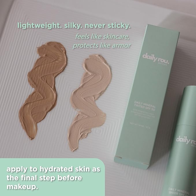 DailyRou Daily Mineral Skincare – Hydrating & Brightening Face Sunscreen for Men & Women – Lightweight, Non-Greasy Formula for Healthy, Smooth, Glowing Skin (Sheer)