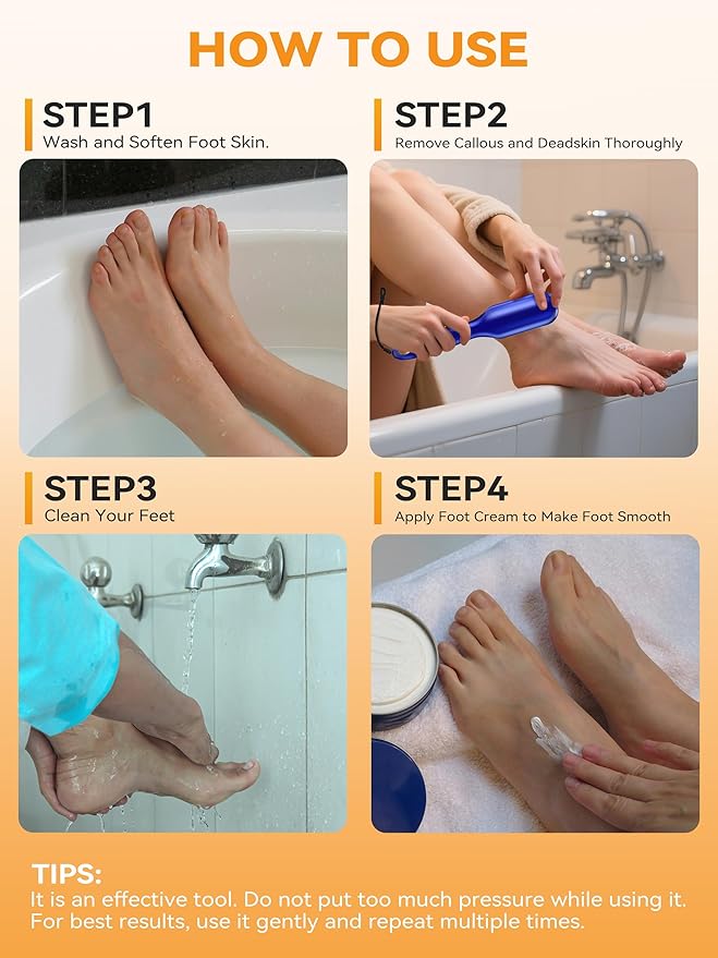 Nano Glass Foot File Foot Callus Remover Scrubber in Shower, Pedicure Tools Feet Scrubber Dead Hard Skin, Anti-Slip Handle Rope & Storage Bag Foot Files for Wet and Dry Feet Care Gift Blue