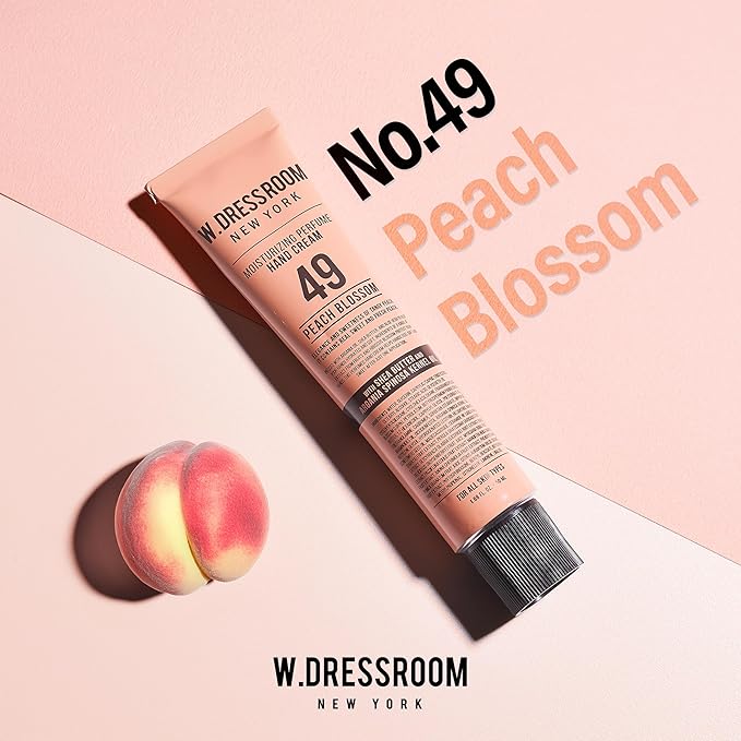 W.Dressroom Moisturizing Hand Cream for Dry Hands, Non-Greasy, Quick-Absorbing Korean Hand Lotion, Travel Size 1.69 fl oz (50 ml), No.49 Peach Blossom Scent