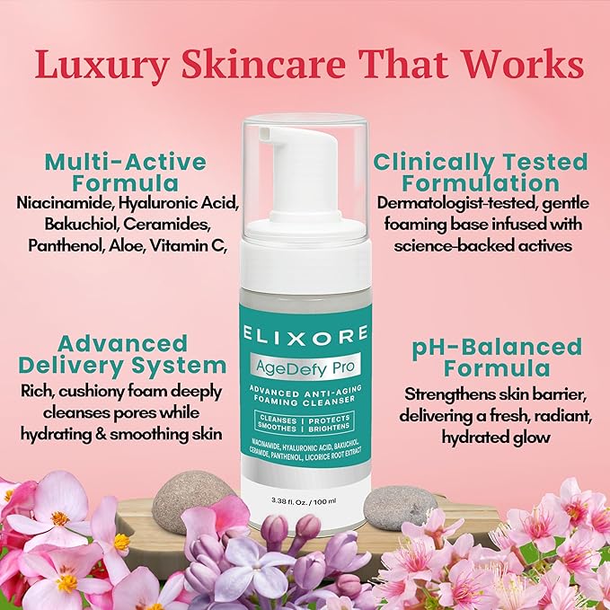 AgeDefy Pro Niacinamide Face Cleanser for Women | Daily Anti-Wrinkle & Calming Facial Wash with Aloe Vera & Green Tea | Removes Makeup & Oil, Deep Cleansing & Hydrating Face Wash (100ml)