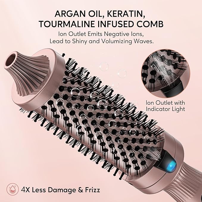 Terviiix Thermal Brush Get Voluminous Style, Quick Heating Hot Brush, Ceramic Tourmaline Ionic Heated Curling Iron, Digital Display 9 Temperatures Curling Wand, Dual Voltage, 1.5 Inch