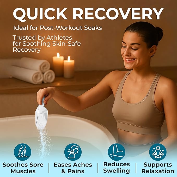 Epsom Salt Bath Soak 15 lb Bucket – Unscented, Pure Epsom Salt Bulk Crystals, Magnesium Sulfate for Full Body or Foot Soaks, Resealable Container with Scoop for Home Bath Use