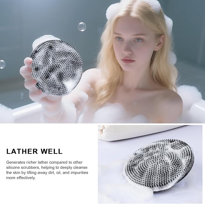 INNERNEED Food Grade Silicone Body Scrubber Gentle Exfoliating Brush for Women Men Deep Clean for All Skin Types, More Hygienic and Well Lather (Black+Dark Green+Dark Blue)