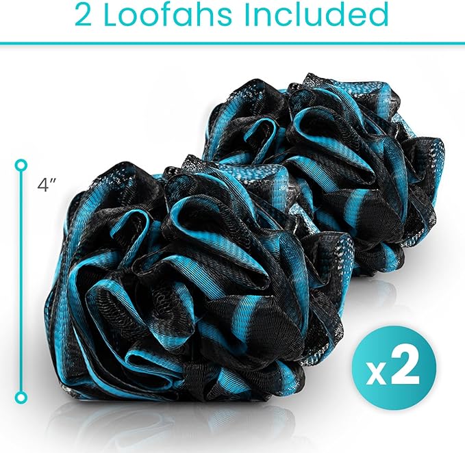 Vive Bendable Loofah Brush with Long Handle - Extended Luffa Scrubber - Shower Stick w/Loofa for Exfoliating Skin - Bath Sponge for Women and Men (Replacement)