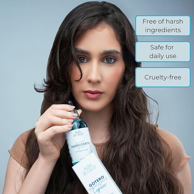 Agua de Cielo Hair Energizing Drops - Nourishing Hair Follicle Stimulator, Growth Oil Infused with Biotin, Ginger, Collagen & Peppermint, Supports Healthy Strands - 4 Oz