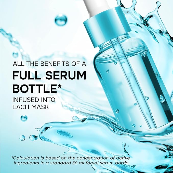 SimplyVital Collagen Facial Mask with Retinol & Hyaluronic Acid - Hydrating Face Masks Skincare - T Line & V Line Sheet Mask for Women Skin Care - Mascarillas Para la Cara - Cloth Face Masks - 7 Pack