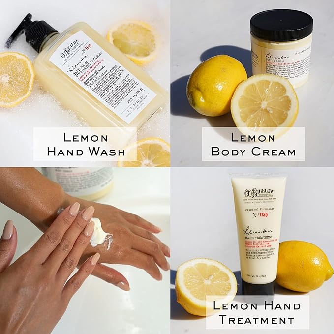C.O. Bigelow Apothecary Trio Bath & Body Care Gift Set, Lemon Soap, Lemon Hand Treatment & Body Cream, Liquid Hand Wash & Moisturizing Lotions, Set of 3