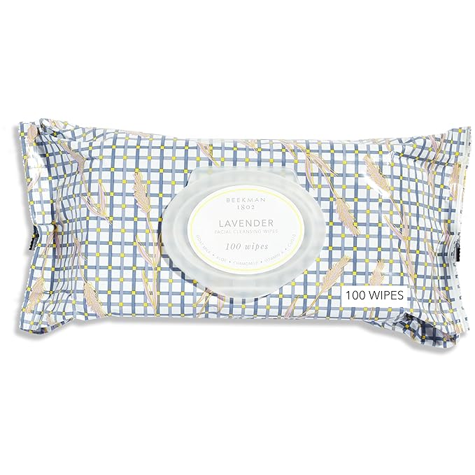 Beekman 1802 Face & Body Wipes Lavender 100 Count - Cleanses Dirt & Makeup, With Goat Milk, Aloe & Vitamin E