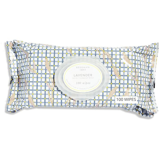 Beekman 1802 Face & Body Wipes Lavender 100 Count - Cleanses Dirt & Makeup, With Goat Milk, Aloe & Vitamin E