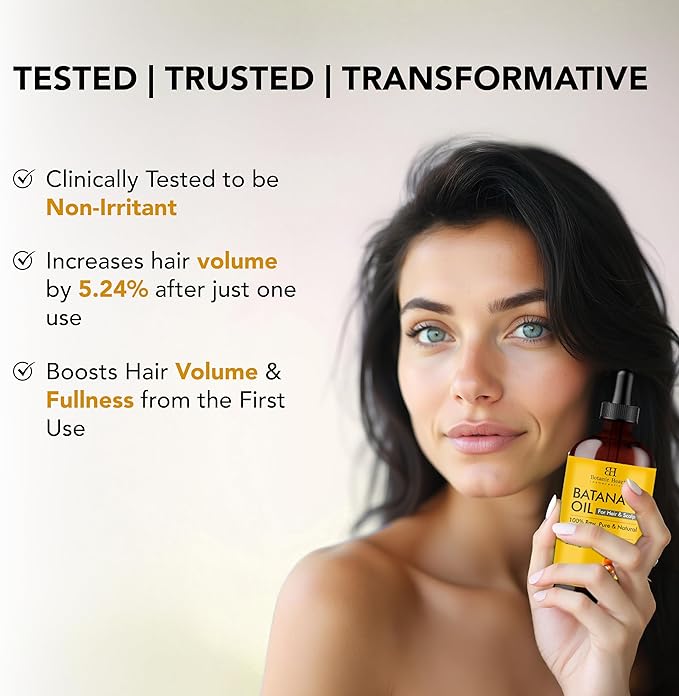 Botanic Hearth 100% Pure Batana Oil for Hair Growth | Infused with Batana and Kemel |Hair Oil Repairs Dry Damaged Hair, Strengthening, Healthier - Hair Tonic, 2 fl oz