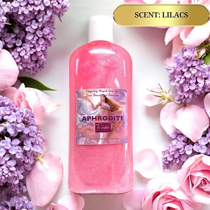 Aphrodite Shower Gel – 8 oz Handmade Body Wash for Love, Beauty & Sensual Energy – Lilac Scent – Altar-Charged Goddess Ritual Cleanser – Wiccan, Pagan, Self-Love Magick – Vegan & Sulfate-Free