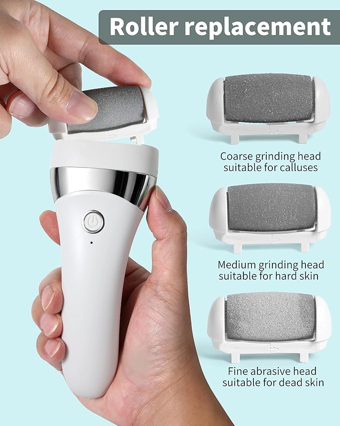 Electric Foot Callus Remover, Rechargeable Foot Care Tool with 3 Speed Settings, Waterproof Foot File, Portable Foot Dead Skin Remover, Smooth Heels, Home or Travel Spa Foot Care