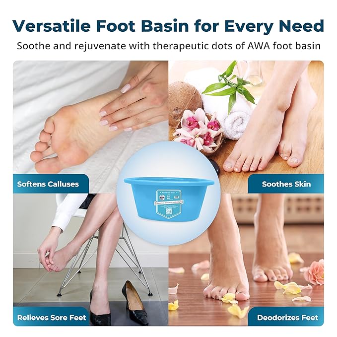 AWA Extra Large Pool Foot Bath, Sturdy Feet Soaking Tub and Pedicure Bowl, Foot Spa Kit for Women and Men (Blue Foot Tub)