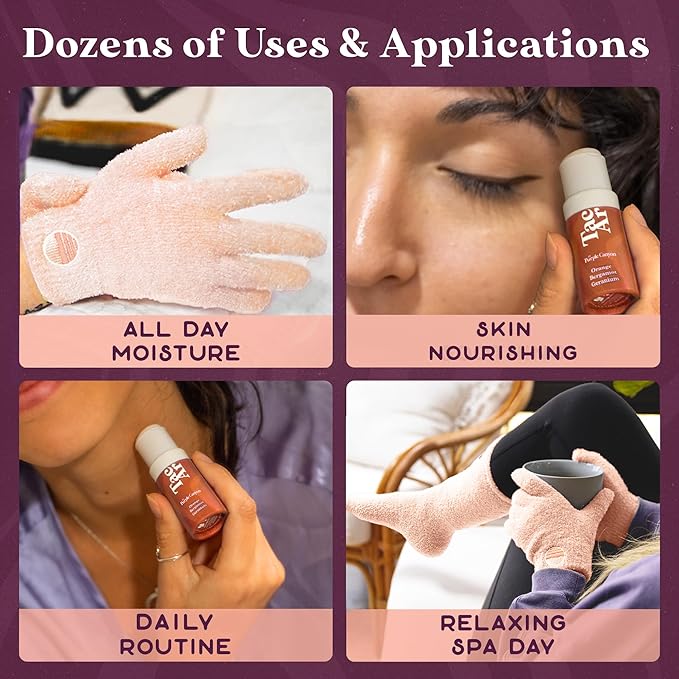 Purple Canyon Moisturizing Socks & Gloves and Heel Balm Foot Care Kit | Peach Socks and Gloves Infused with Aloe Vera and Vitamin E | Cracked Heel Treatment for Self Care