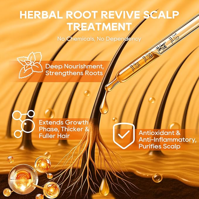 Women‘s Hair Growth Serum Oil, 100% Natural Herbal Extracts, Root Revive Visibly Thickening Fuller Hair, Follicle Stimulator Scalp Serum for Hair Loss/Shedding,Thin, Dry & Damaged Treatment