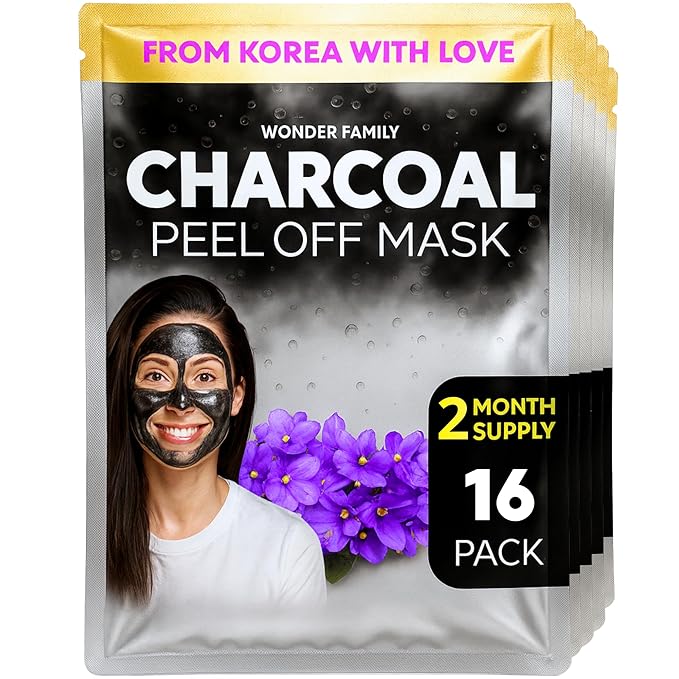 Activated Charcoal Face Masks Skincare 2 pack (16 sachets) - Korean Skin Care Products - Face Mask Peel Off Skin Care - Gently Cleansing Charcoal Face Mask for Men & Women Face Care