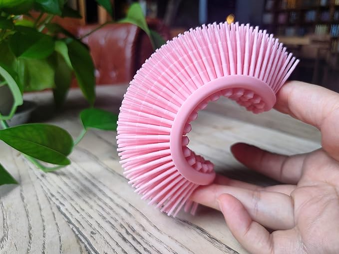 Premium Sensory Brush for Kids or Autism,Soft Silicone Body Scrubber,2 in 1 Sensory Room Occupational Therapy Sensory Brushes,Silicone Loofah,Pet Shower Brush Bath Brush Shampoo Brush(Big Oval-Pink)