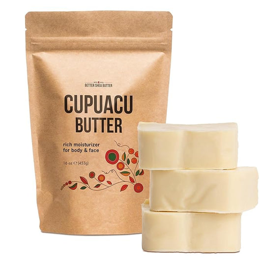 Cupuacu Butter Raw, Pure & Unrefined for Hair Growth & Dry Skin on Body and Face - Brazilian Body Butter Base for DIY Lotion and Soap Making - Cupuaçu Butter 16 oz