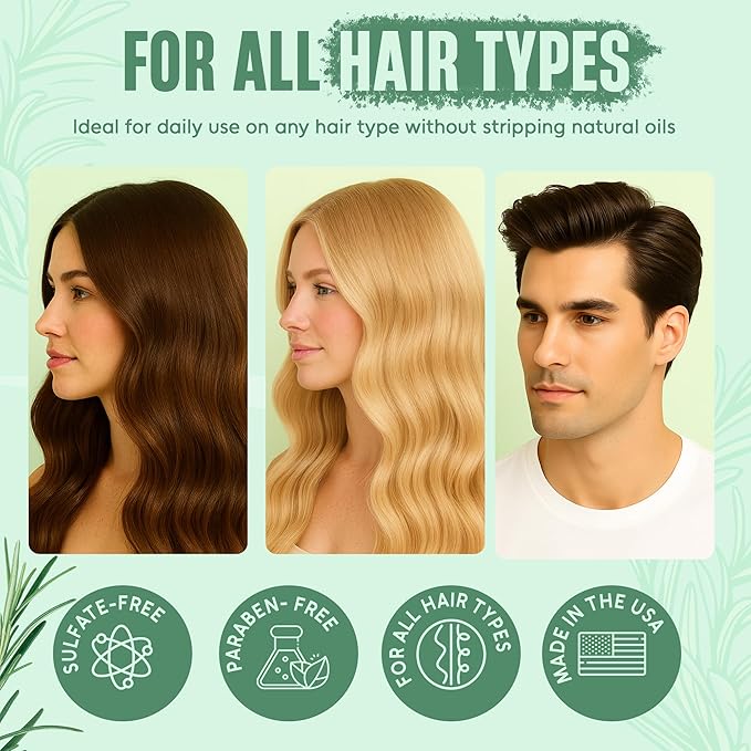 Rosemary Oil Shampoo and Conditioner Set | 16 fl oz Each | with Batana Oil | Sulfate-Free, Moisturizing & Nourishing Formula | Supports Thinning Hair for Men & Women