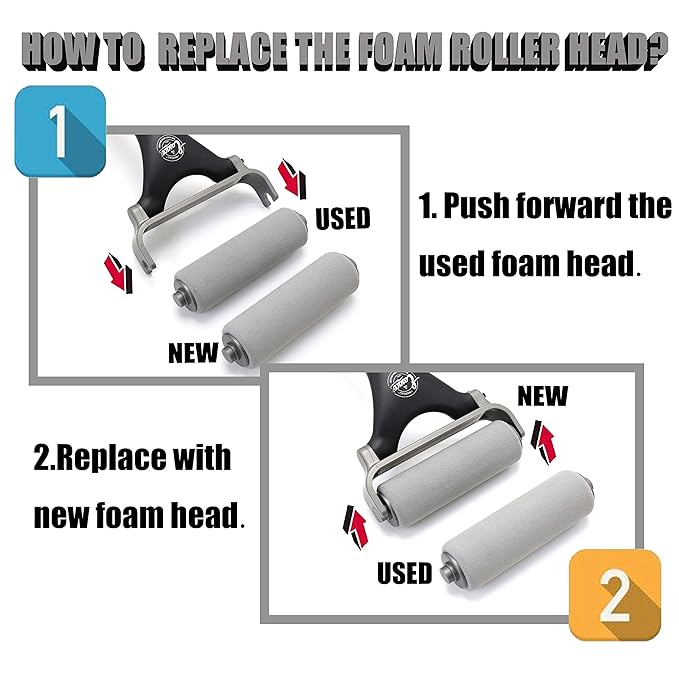 EASACE Lotion Applicator for Back & Body, Long Handle 21.5inch Adjustable Lotion Roller with 2 Replacement Roller for Back self(Silver)