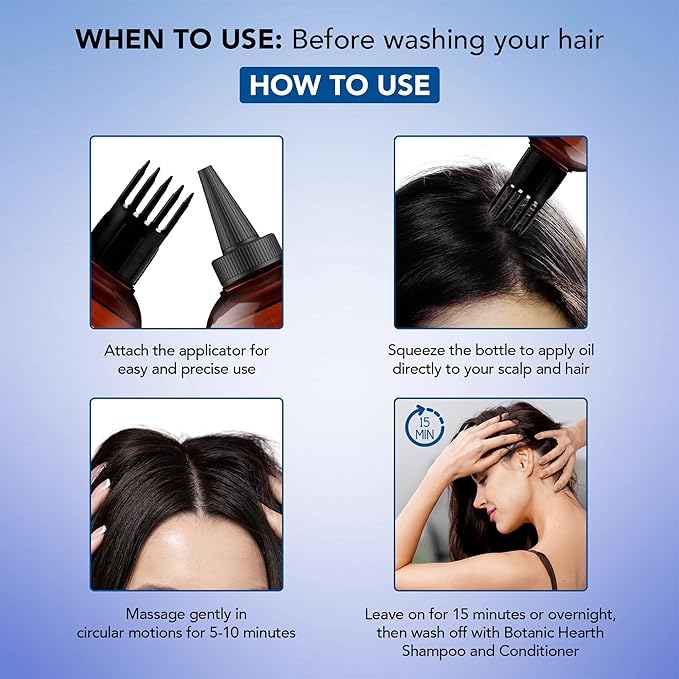 Botanic Hearth 100% Pure Rosemary Oil For Hair Growth | Infused with Biotin, Jojoba & Castor Oil | Hair Oil Repairs Dry Damaged Hair, Strengthening, Healthier - Hair Tonic, 6.7 fl oz - Pack of 2