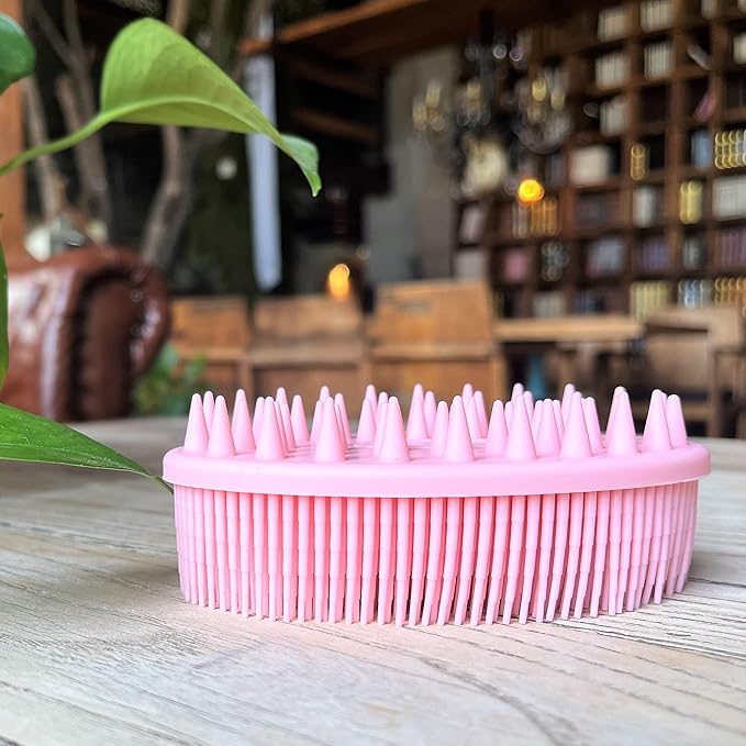 Premium Sensory Brush for Kids or Autism,Soft Silicone Body Scrubber,2 in 1 Sensory Room Occupational Therapy Sensory Brushes,Silicone Loofah,Pets Shower Brush Bath Brush Shampoo Brush(Spikes-Pink)