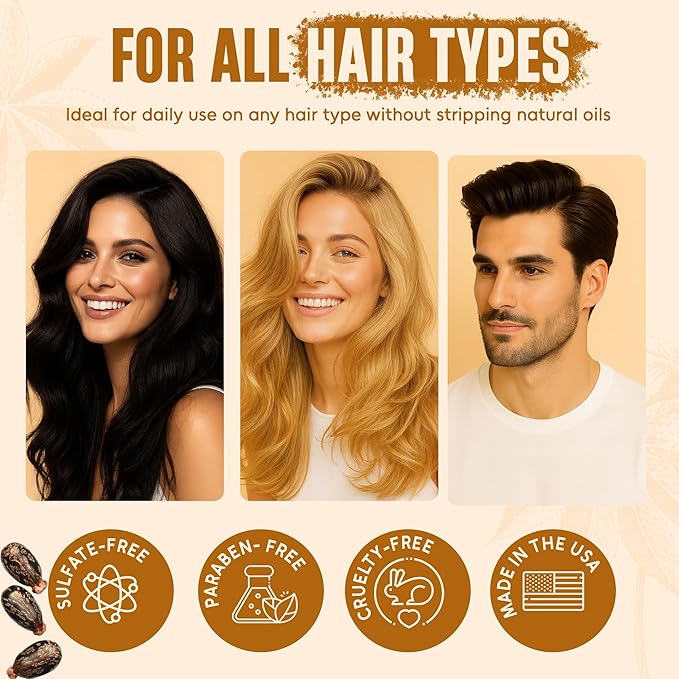 Castor Oil Shampoo and Conditioner Set | 16 fl oz Each | with Batana Oil | Strengthening, Thickening & Hydrating Formula | Supports Hair Growth & Fuller, Healthier Hair