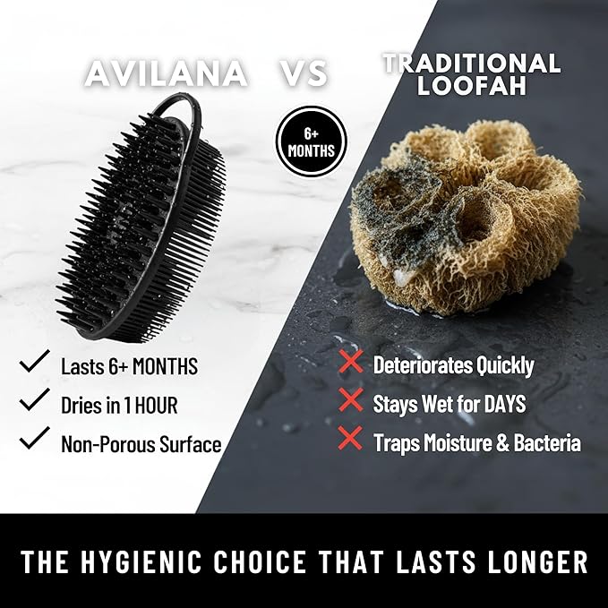 Silver Infused Scalp Massager Shampoo Brush - Advanced Material Hair Scrubber - Avilana Premium Scalp Exfoliator Head Massage - Gentle Daily Cleansing All Hair - Gift Women Men