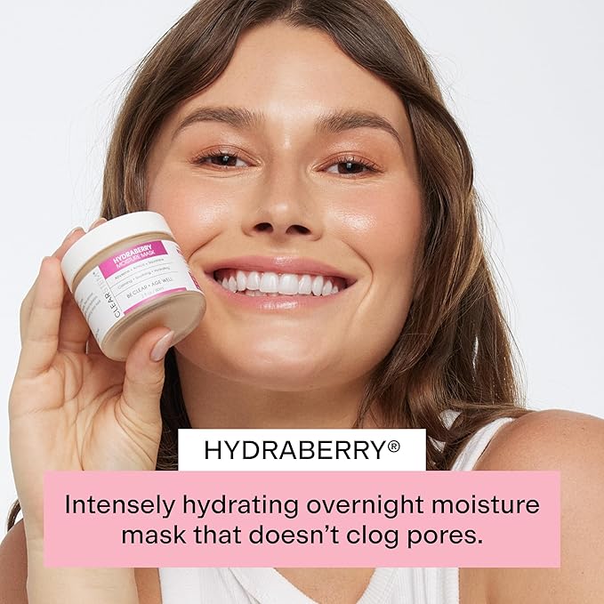 CLEARSTEM HYDRABERRY Hydrating Face Mask for Women - Night Mask for Sleeping for Women with Ceramides, Arnica & Magnesium PCA - Overnight Mask for Evening Hydration to Nourish & Protect Skin Barrier