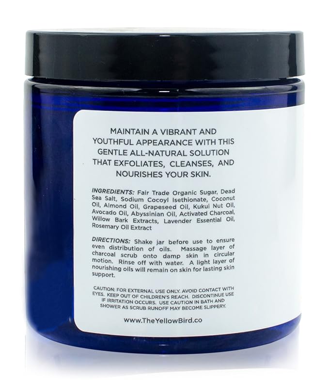 Activated Charcoal Face & Body Scrub – Natural Deep Cleansing Exfoliator for Smooth, Soft Skin – Gentle Salt & Sugar Scrub for Armpit & Foot Detox – For Men & Women – Made in USA