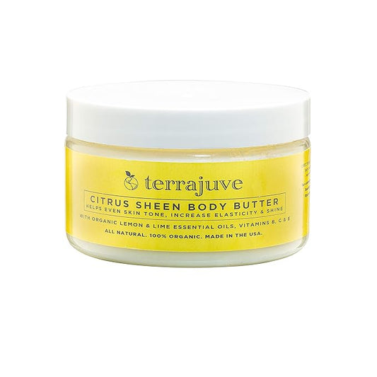 Lemon Body Butter Essential Cream Lotion for Women, Helps Even Skin Tone, Increase Elasticity, and Glow, with Organic Lemon and Lime, Shea Butter, Vitamins B, C and E, All Natural, Made in USA