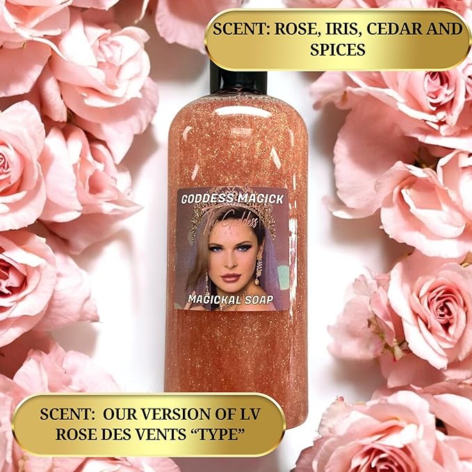 Goddess Magick Shower Gel – 8 oz Handmade Body Wash Charged at Altars for Divine Feminine Energy, Self-Love & Spiritual Empowerment – Wiccan, Pagan, Magick Ritual Use