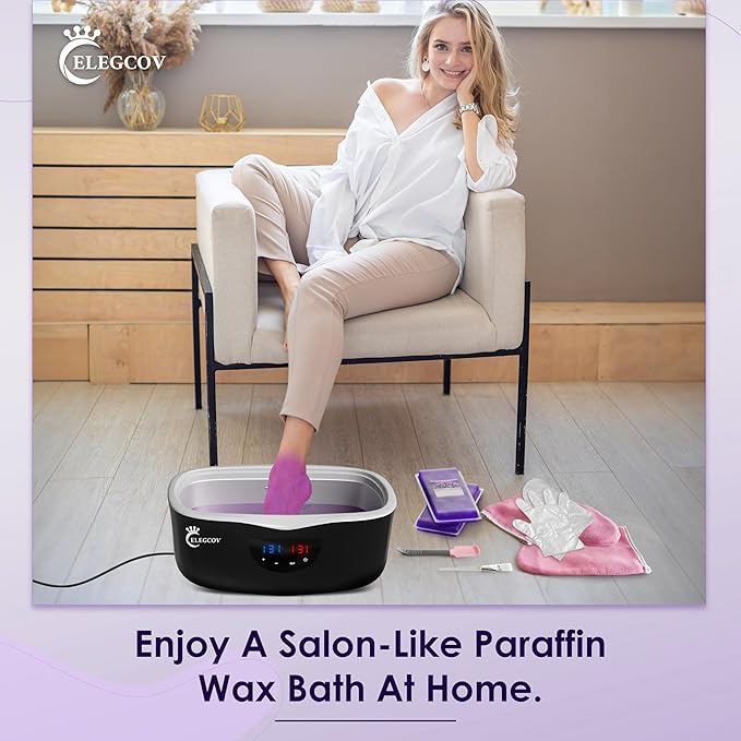 Paraffin Wax Machine for Hand and Feet - ELEGCOV Paraffin Wax Warmer with 8 Packs Lavender Bath Wax Refills Kit，Hand and Foot Moisturizing Care Kit, 4000ml Fast Meltdown Parafin Hot Wax Machine