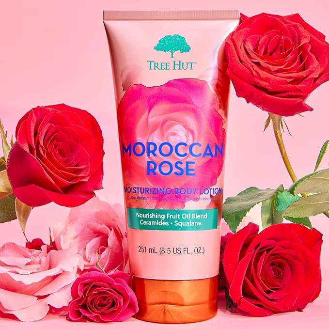 Tree Hut Moroccan Rose Moisturizing Body Lotion | Ceramide and Squalene Formula Helps Protect Skin | Long-lasting Hydration Leaves Skin Feeling Soft & Moisturized | 8.5 fl oz.